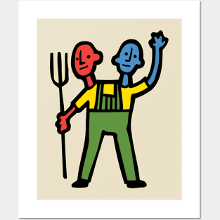 2-Headed Farmer Color! Posters and Art